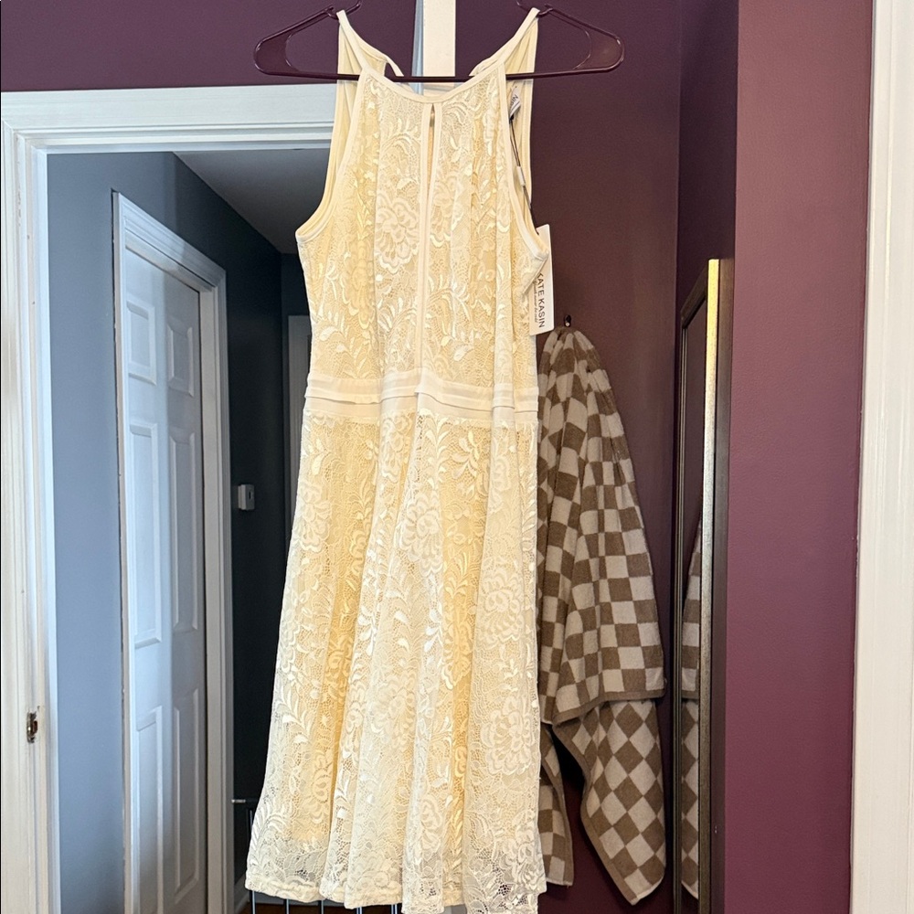 Sleeveless Lace A-Line Dress in Cream